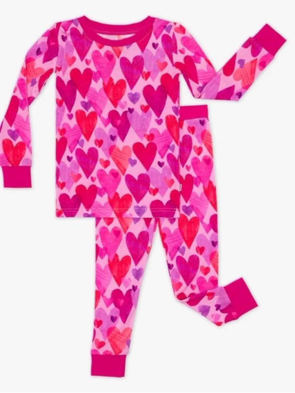 Little Sleepies Pink & Red Heart-Print Pajama Set